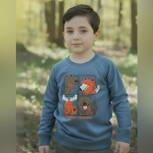 Jumping Beans Blue Forest Friends Fleece Sweatshirt